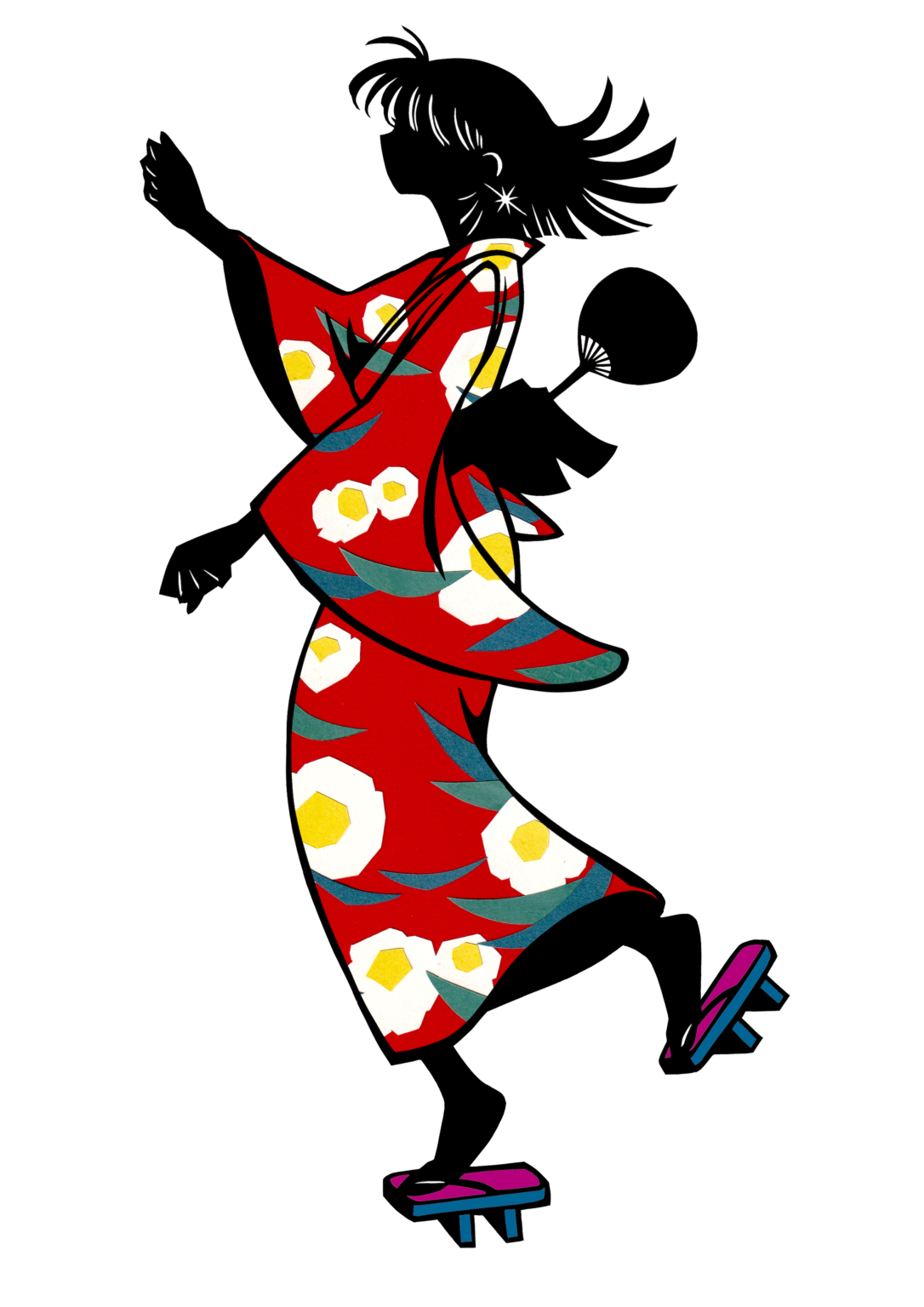 白鳥おどりの踊り子の切り絵