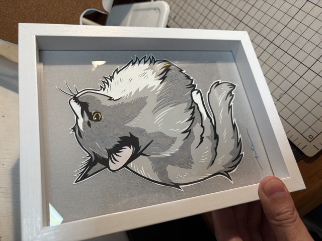 オーダーでお作りした切り絵（猫）